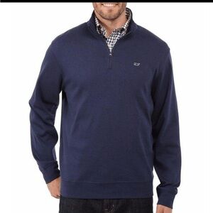 Vineyard Vines Men’s Saltwater Navy Blue Quarter Zip Sweatshirt Pullover XL